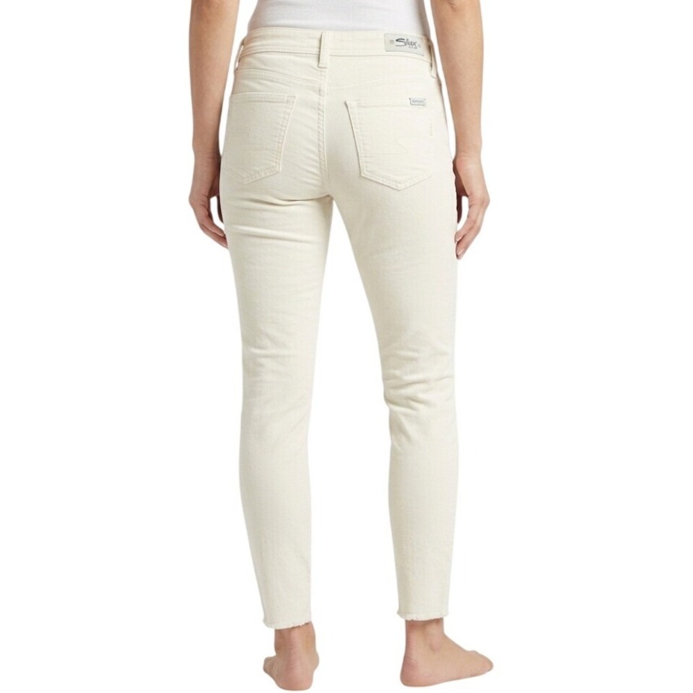 Silver Jeans Co Berkley Ankle Skinny Jeans Womens 36 White Raw Hem L82111SSW601